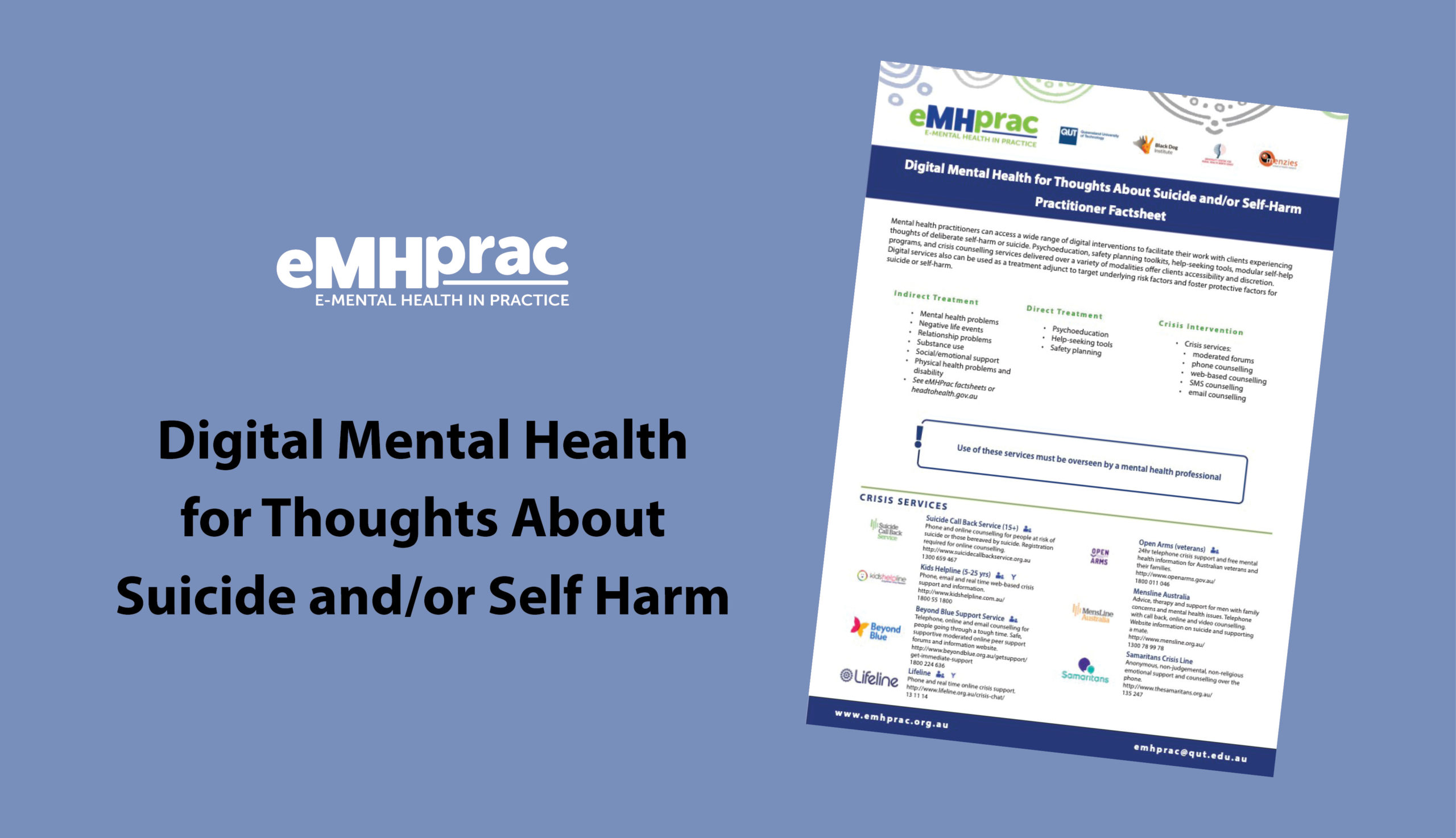 Suicide And/or Self-Harm Prevention | EMHprac | E-Mental Health In Practice